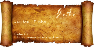 Junker Andor névjegykártya